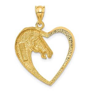 IceCarats 14K Yellow Gold Horse Head Necklace Animal Lover Pendant Equestrian Charm Only