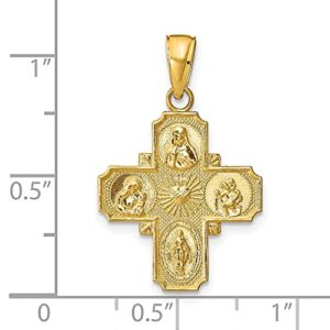 IceCarats 14K Yellow Gold Four Way Holy Cross Religious Medal Necklace Christian Pendant Scapular Charm 28mm x 17.75mm Only