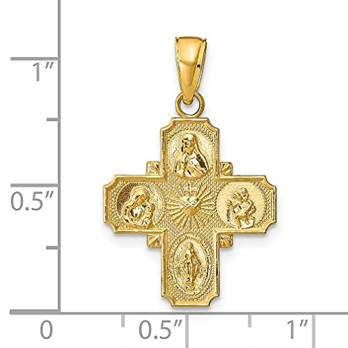 IceCarats 14K Yellow Gold Four Way Holy Cross Religious Medal Necklace Christian Pendant Scapular Charm 28mm x 17.75mm Only