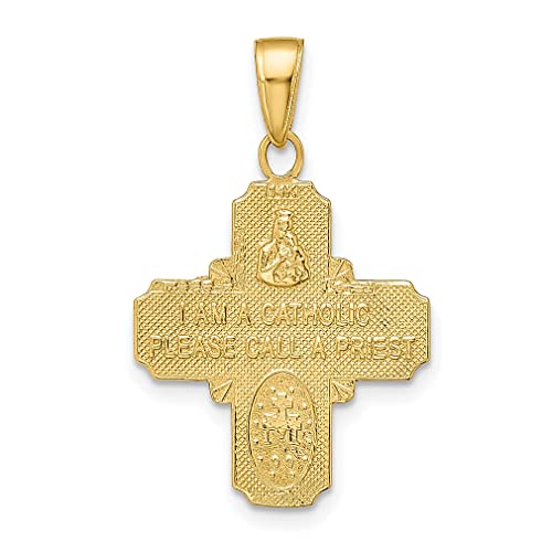 IceCarats 14K Yellow Gold Four Way Holy Cross Religious Medal Necklace Christian Pendant Scapular Charm 28mm x 17.75mm Only