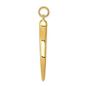 IceCarats 14K Yellow Gold Large Cornicello Italian Horn Necklace Lucky Protection Amulet Pendant Chilli Pepper Charm 41mm x 5mm Only