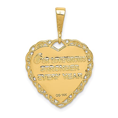 IceCarats 14K Yellow Gold Reversible 50th Anniversary Necklace Charm Pendant 29mm x 20mm Only