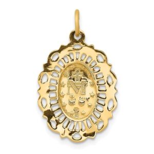 IceCarats 14K Yellow Gold Our Lady of Miraculous Medal Blessed Virgin Mary Necklace Charm Pendant 26.2mm x 15.6mm Only