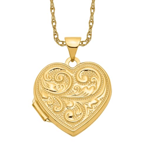 IceCarats 14K Yellow Gold Love You Always Heart Personalized Photo Locket Necklace Charm Pendant 24mm x 18.75mm Only