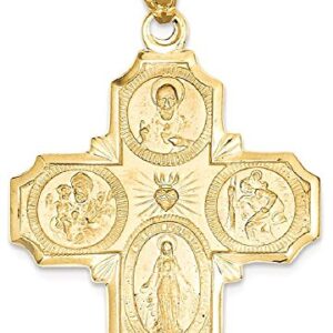 IceCarats 14K Yellow Gold Four Way Holy Cross Religious Medal Necklace Christian Pendant Scapular Charm 39.25mm x 29mm Only