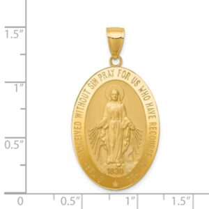 IceCarats 14K Yellow Gold Our Lady of Miraculous Medal Blessed Virgin Mary Necklace Charm Pendant 38mm x 20.5mm Only