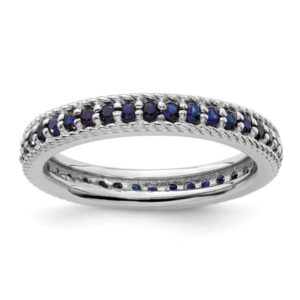 IceCarats 925 Sterling Silver Created Blue Sapphire Eternity Stackable Ring Gemstone Band September Birthstone Jewelry Size 8