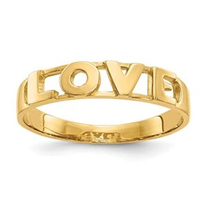 IceCarats 14K Yellow Gold Love Ring Size 7