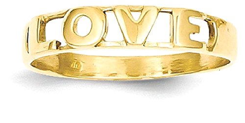 IceCarats 14K Yellow Gold Love Ring Size 7