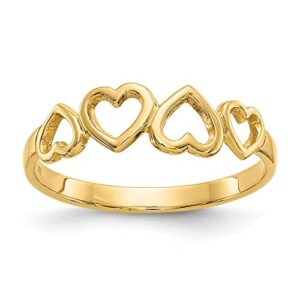 IceCarats 14K Yellow Gold Heart Ring Love Band Size 7.00