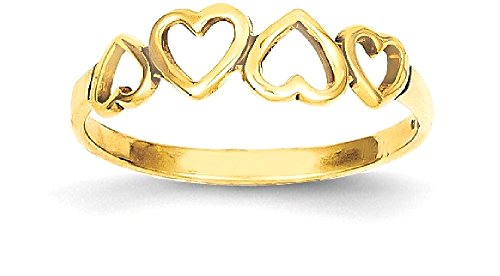 IceCarats 14K Yellow Gold Heart Ring Love Band Size 7.00