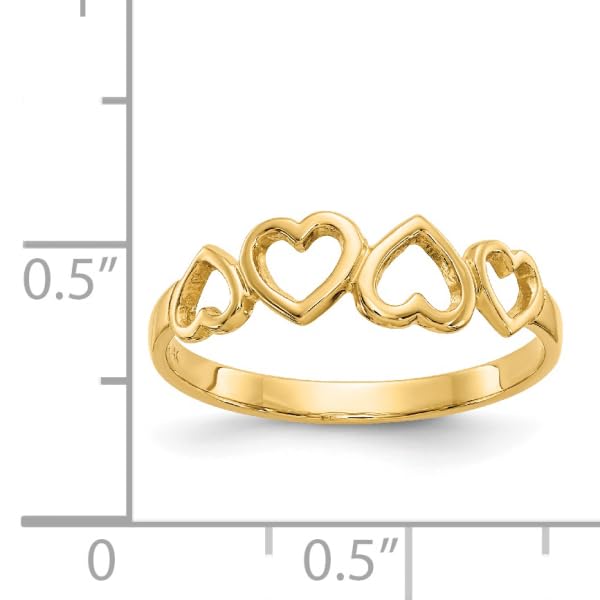 IceCarats 14K Yellow Gold Heart Ring Love Band Size 7.00