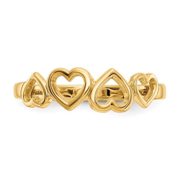 IceCarats 14K Yellow Gold Heart Ring Love Band Size 7.00