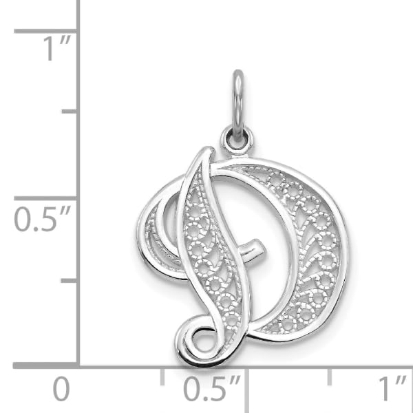 14K White Gold Dainty Letter D Initial Name Monogram Necklace Charm Pendant Only