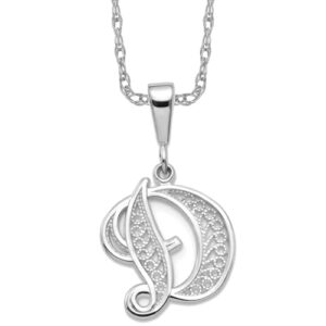 14K White Gold Dainty Letter D Initial Name Monogram Necklace Charm Pendant Only