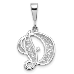 14K White Gold Dainty Letter D Initial Name Monogram Necklace Charm Pendant Only