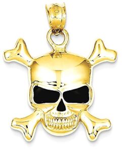 icecarats 14k yellow gold skull necklace charm pendant only