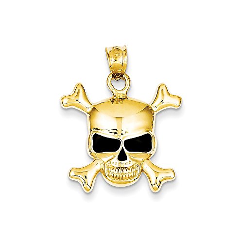 IceCarats 14K Yellow Gold Skull Necklace Charm Pendant Only