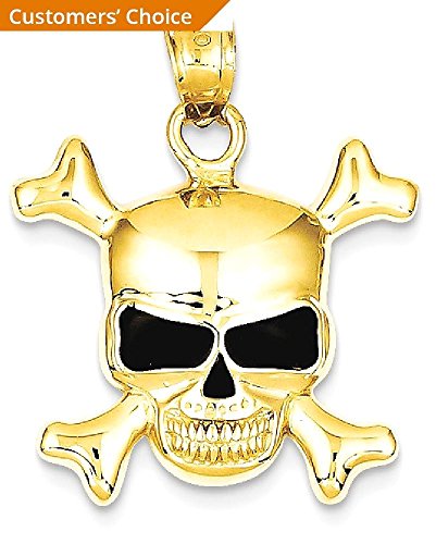 IceCarats 14K Yellow Gold Skull Necklace Charm Pendant Only