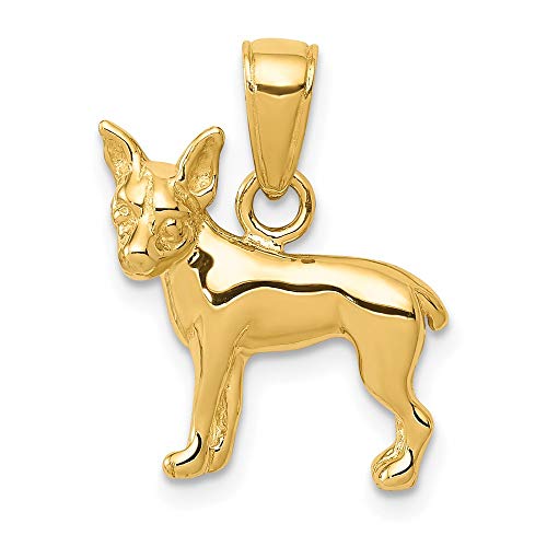 IceCarats 14K Yellow Gold Chihuahua Dog Necklace Charm Pendant 20mm x 16mm Only