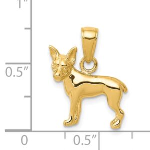 IceCarats 14K Yellow Gold Chihuahua Dog Necklace Charm Pendant 20mm x 16mm Only