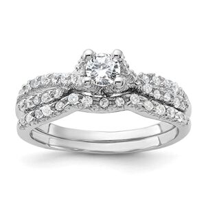 icecarats 925 sterling silver cubic zirconia cz wedding band engagement ring bridal jewelry set size 6