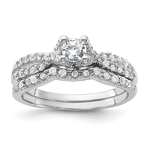 IceCarats 925 Sterling Silver Cubic Zirconia CZ Wedding Band Engagement Ring Bridal Jewelry Set Size 6