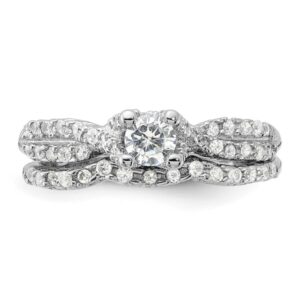 IceCarats 925 Sterling Silver Cubic Zirconia CZ Wedding Band Engagement Ring Bridal Jewelry Set Size 6