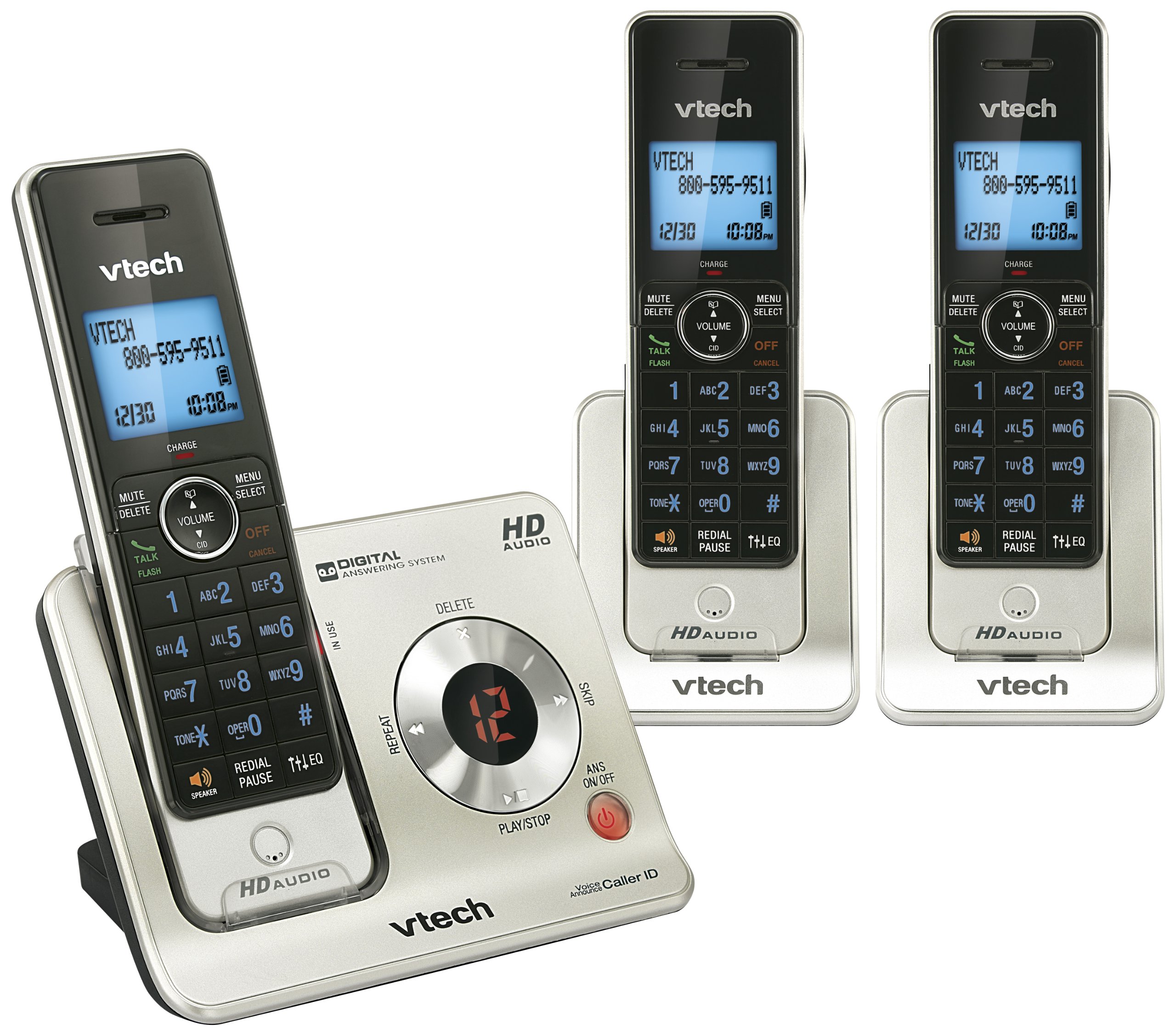 Vtech LS6425-3 Cordless Phone - DECT - 1 x Phone Line - 3 x Handset - Answering Machine - Caller ID - Speakerphone - Backlight