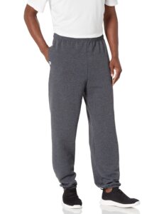 russell athletic men's dri-power closed-bottom sweatpants with pockets, black heather, large