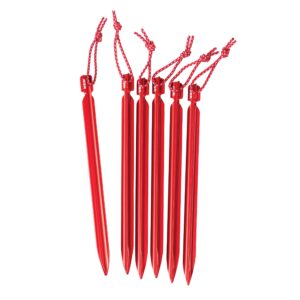 msr groundhog tent stake kit, 6-pack, mini - 6-inch , red