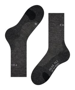 falke women's tk2 explore wool hiking socks, mid calf, medium padding, athletic, breathable quick dry, merino wool, grey (smog 3150), 5-6, 1 pair