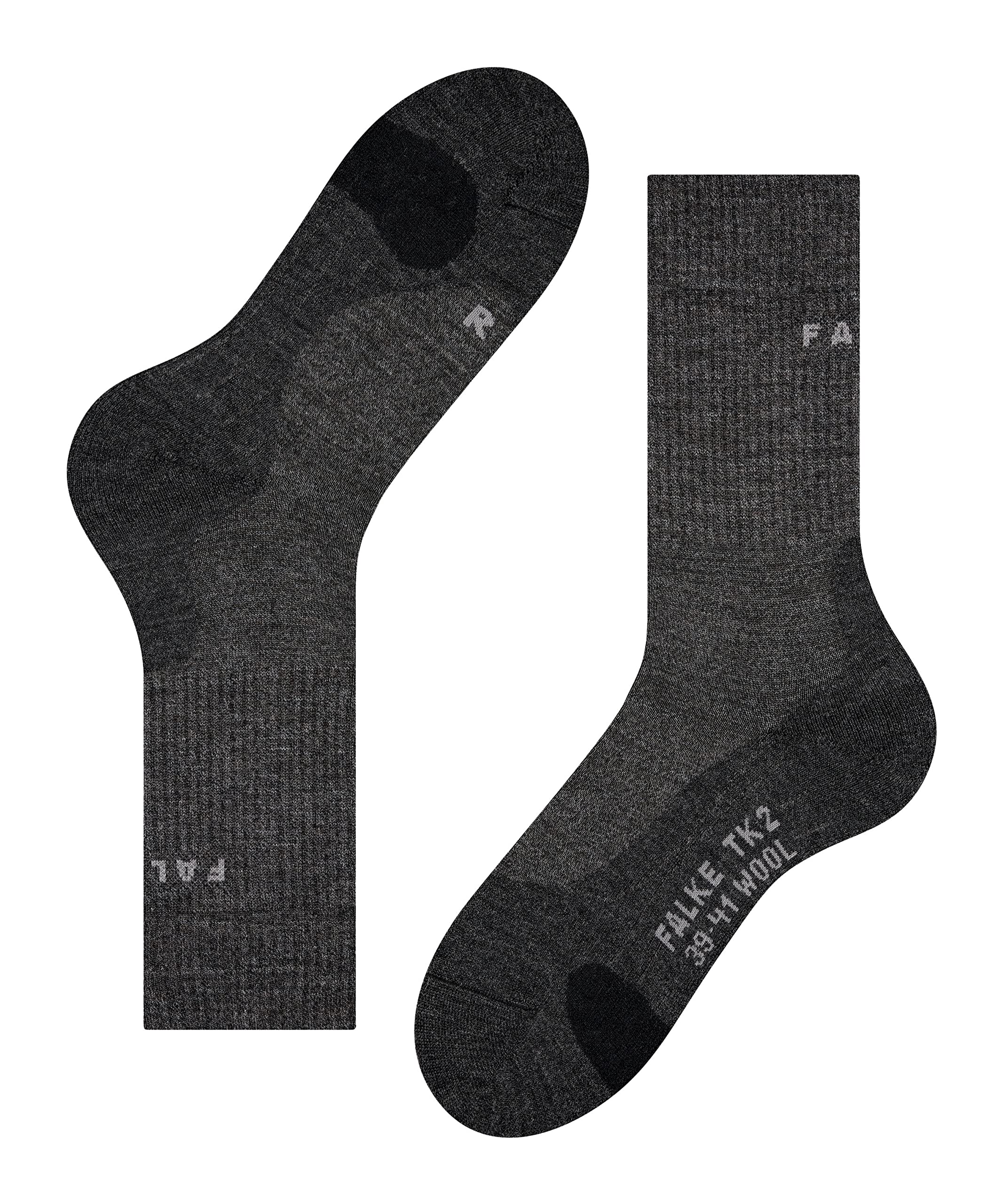 FALKE Women's TK2 Explore Wool Hiking Socks, Mid Calf, Medium Padding, Athletic, Breathable Quick Dry, Merino Wool, Grey (Smog 3150), 5-6, 1 Pair