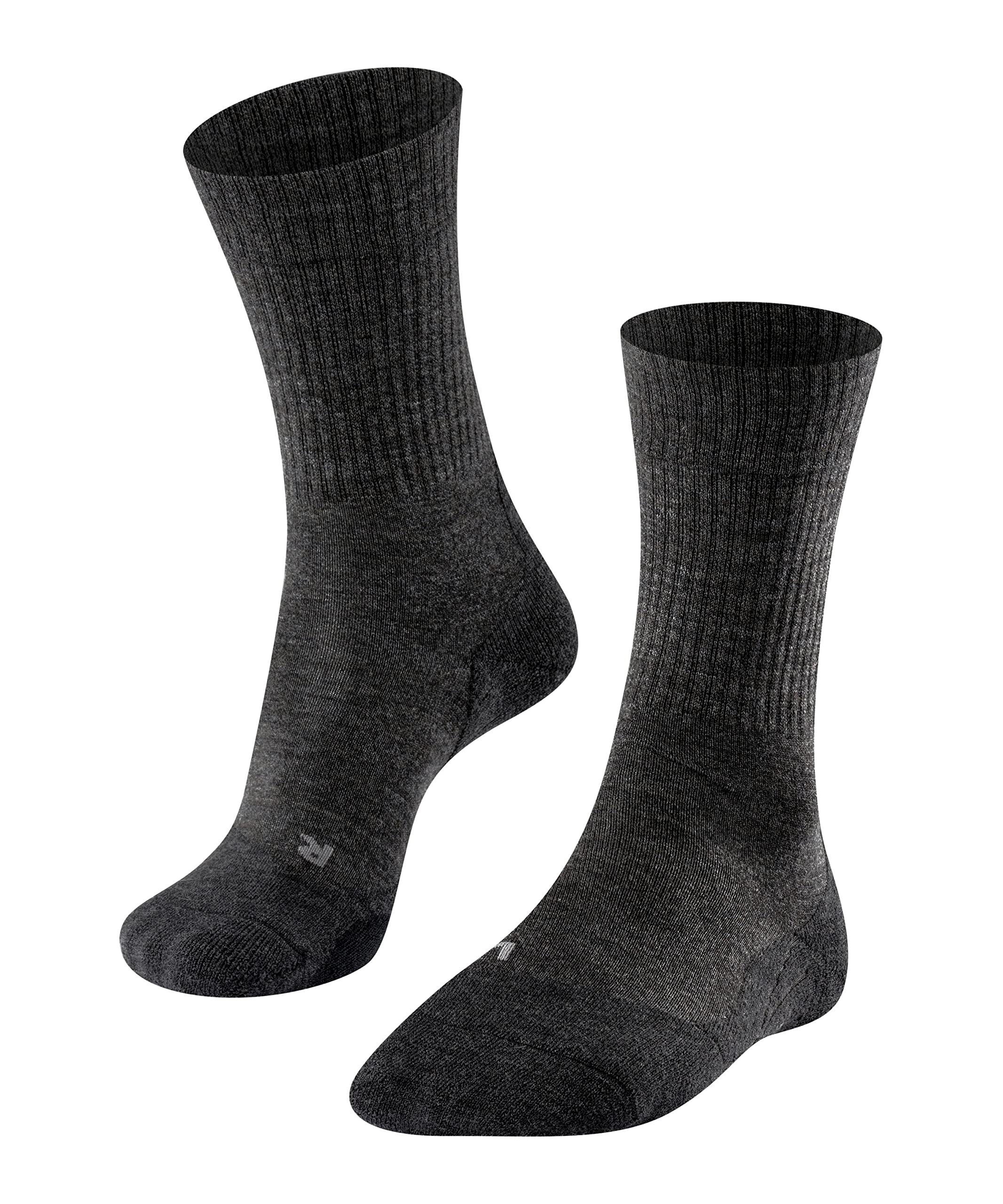 FALKE Women's TK2 Explore Wool Hiking Socks, Mid Calf, Medium Padding, Athletic, Breathable Quick Dry, Merino Wool, Grey (Smog 3150), 5-6, 1 Pair