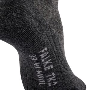 FALKE Women's TK2 Explore Wool Hiking Socks, Mid Calf, Medium Padding, Athletic, Breathable Quick Dry, Merino Wool, Grey (Smog 3150), 5-6, 1 Pair