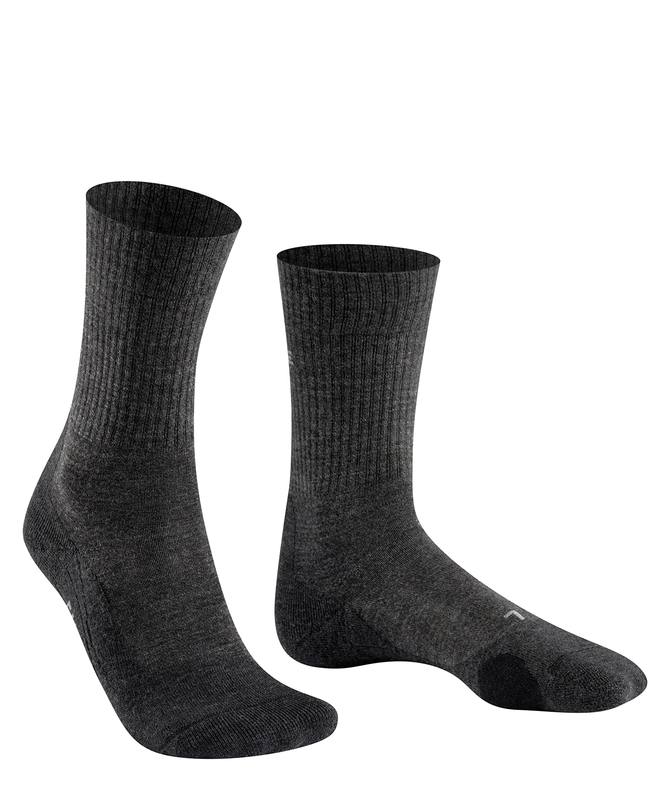 FALKE Women's TK2 Explore Wool Hiking Socks, Mid Calf, Medium Padding, Athletic, Breathable Quick Dry, Merino Wool, Grey (Smog 3150), 5-6, 1 Pair