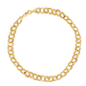 ritastephens | 14k solid real yellow gold link charm bracelet | 7 1/4"