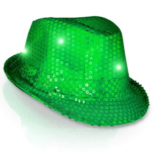 flashingblinkylights sequin light up led fedora hat