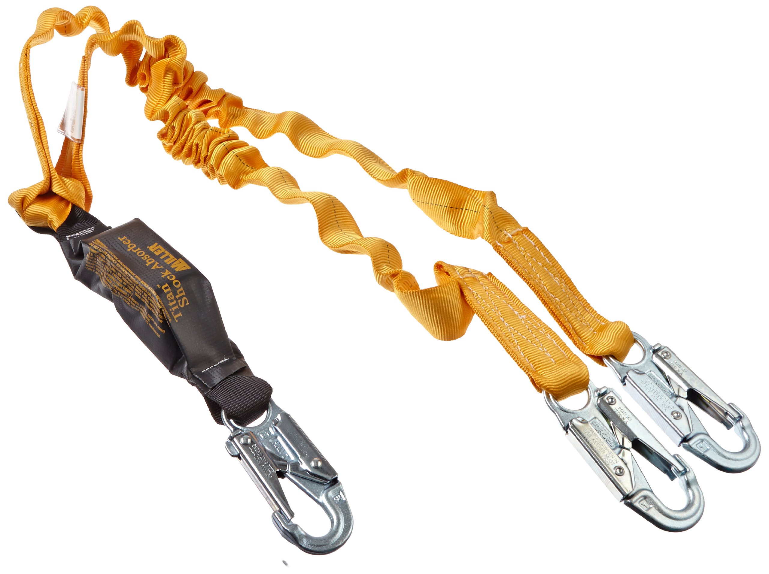 Miller by Honeywell Titan ll 6-Foot Double-Legged Stretch Pack-Type Shock-Absorbing Lanyard with Locking Snap Hooks (T6121SS/6FTAF)