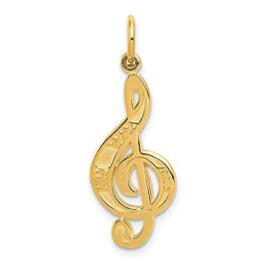 IceCarats 14K Yellow Gold Treble Clef Music Note Necklace Charm Pendant Only