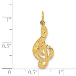 IceCarats 14K Yellow Gold Treble Clef Music Note Necklace Charm Pendant Only