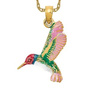 icecarats 14k yellow gold hummingbird necklace bird pendant charm only