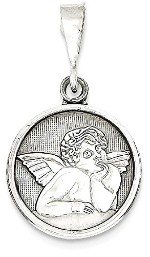 IceCarats 14K White Gold Guardian Angel Necklace Protect Us Cherub Pendant Religious Charm 29mm x 16mm Only