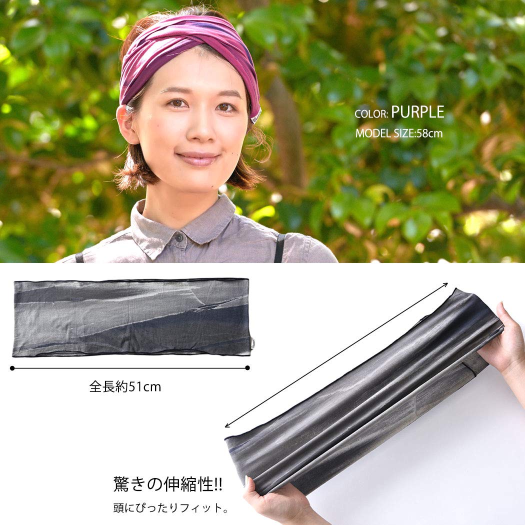 CHARM Mens Tie Dye Bandana Headband - Japanese Head Wrap Womens Hippie Hair Band Marble Black