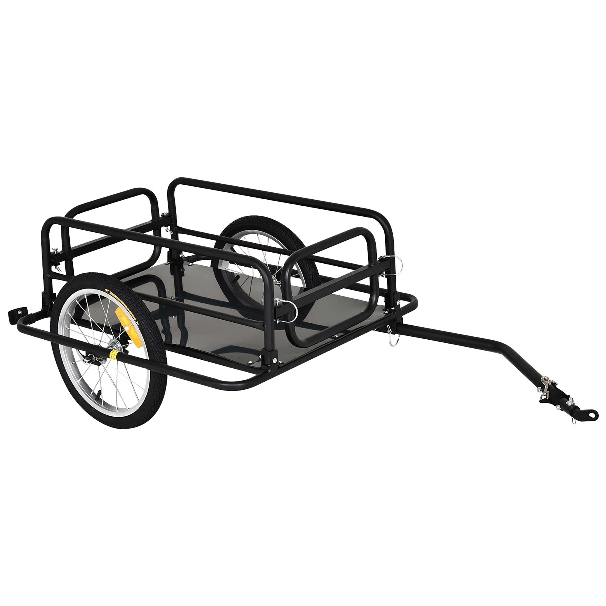 Aosom Wanderer Folding Bicycle Bike Cargo Storage Cart and Luggage Trailer with Hitch - Black