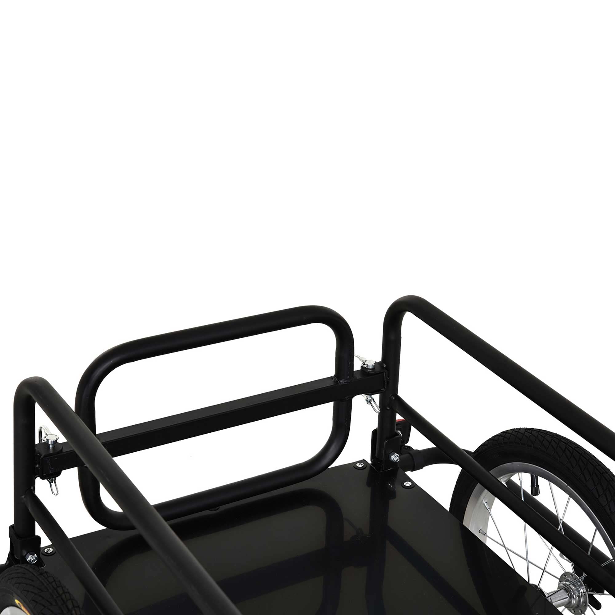 Aosom Wanderer Folding Bicycle Bike Cargo Storage Cart and Luggage Trailer with Hitch - Black