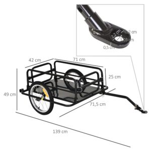 Aosom Wanderer Folding Bicycle Bike Cargo Storage Cart and Luggage Trailer with Hitch - Black