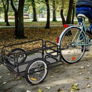 Aosom Wanderer Folding Bicycle Bike Cargo Storage Cart and Luggage Trailer with Hitch - Black