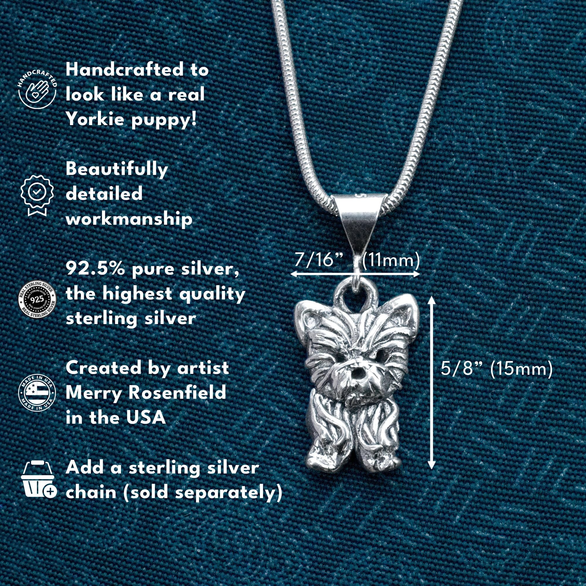 The Magic Zoo Sterling Silver Yorkie Puppy Pendant – Handcrafted in the USA – Yorkie Gifts for Women – Yorkshire Terrier Gifts