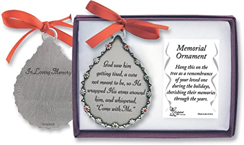 Cathedral Art God Saw Him Getting Tired, 5" by 3 3/4" (Abbey & CA Gift) Teardrop Memorial Ornament